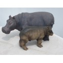 famille  hippopotame en  resine