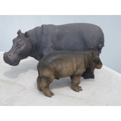 famille  hippopotames en  resine