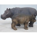 famille  hippopotame en  resine