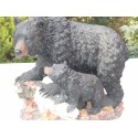 ours grizzly  et son petit en résine