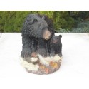 ours grizzly  et son petit en résine