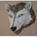 Trophée mural loup en résine, taille réelle
