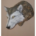 Trophée mural loup en résine, taille réelle