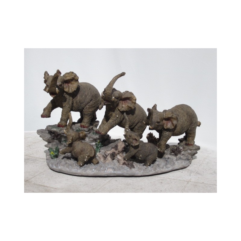 famille d'éléphants  resine